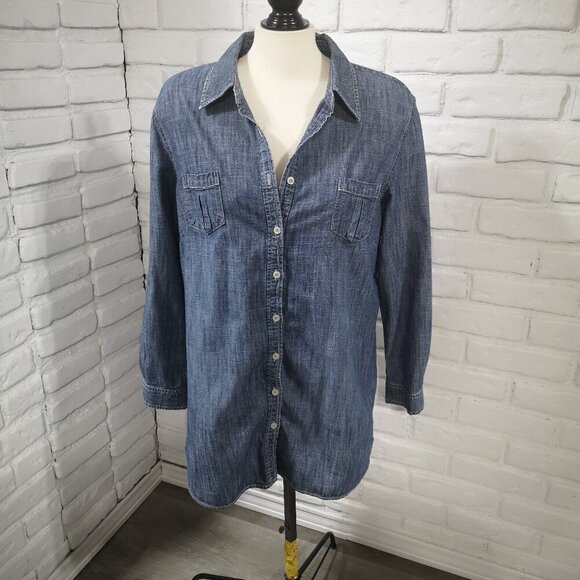 Chico's Ladies Size 3 (Approx. Large) Straight Fit Long Sleeves Jean Shirt - Picture 1 of 9